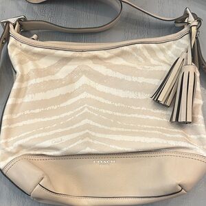 Coach Zebra Stripe Beige Shoulder Bag